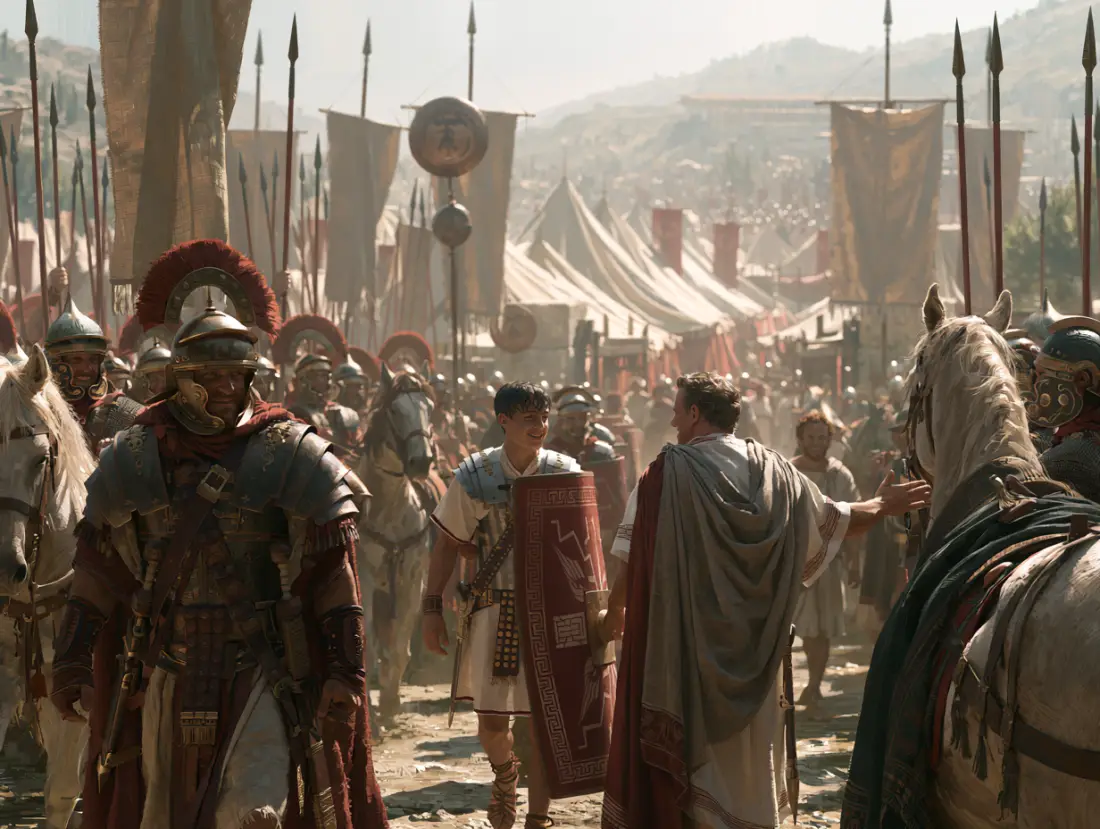 Allucius returning to Scipio's camp with fourteen hundred horsemen