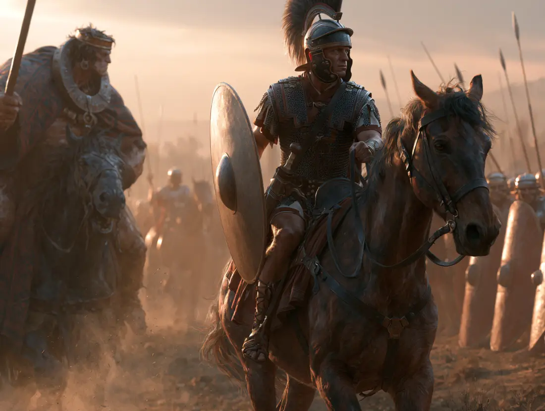 Marcellus riding out alone to meet the Gallic king
