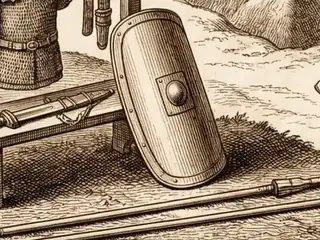 scūtum, numbered 21 on an engraved plate
