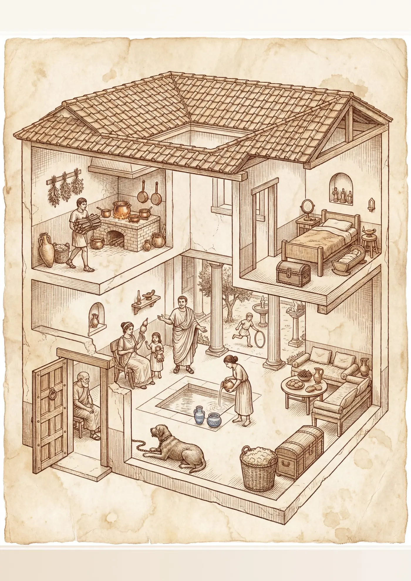Domus et Familia: engraved plate with 25 numbered things